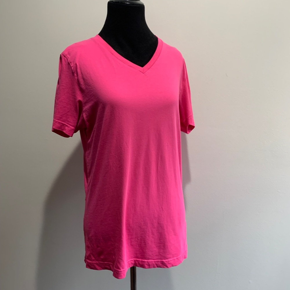H&M Hot pink v neck tee Basic Small organic cotton S short sleeve top